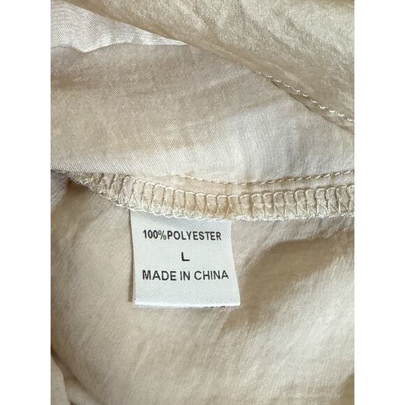 GiGio Women's Oversized Loose Fit Button Down Top Hi-Low Hem Size L Cream - Picture 7 of 8